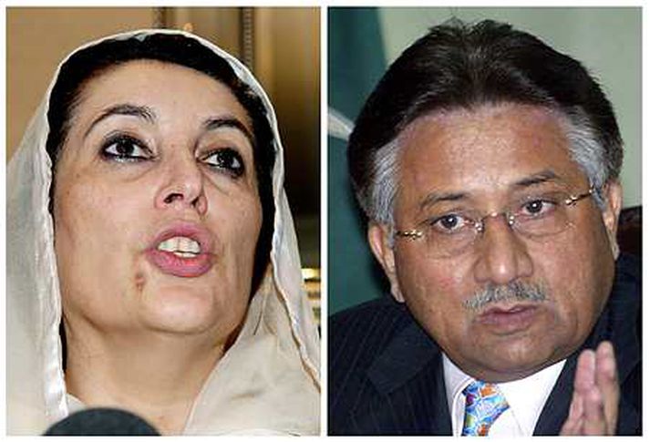 Benazir Bhutto  og Pervez Musharraf.