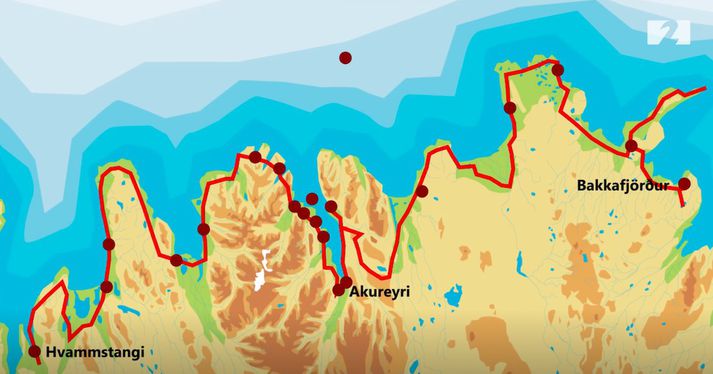 Leiðin spannar alla strandlengju Norðurlands.