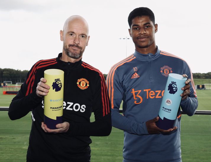 Erik ten Hag og Marcus Rashford þóttu skara fram úr í september. Manchester United spilaði aðeins tvo leiki í mánuðinum en vann báða.