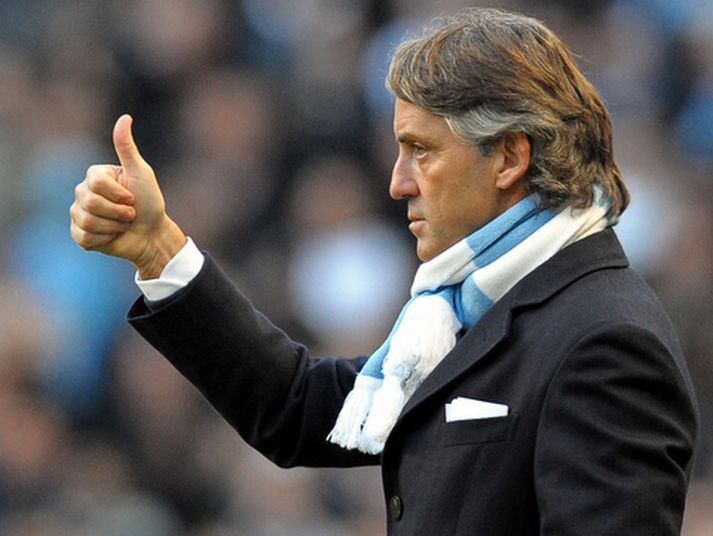 Roberto Mancini var ánægður með sína menn í dag.