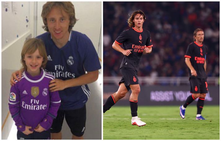 Christian Comotto og Luka Modrić saman á mynd með margra ára millibili.