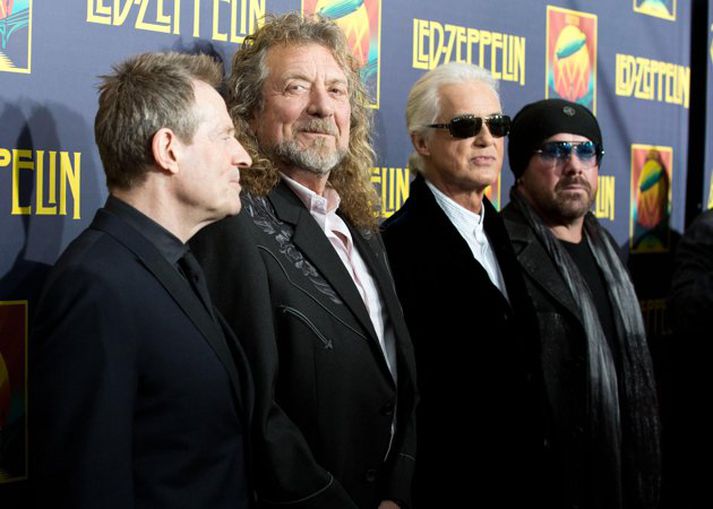 Meðlimir Zeppelin árið 2012 ásamt Jason Bonham lengst til vinstri. Clinton tókst ekki að fá þá til að koma saman á sviðinu.