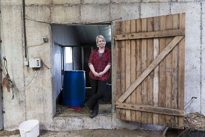 Þessa dagana vinnur Jóhanna María hörðum höndum að því að hreinsa úr fjósinu til að setja inn nýjar innréttingar.