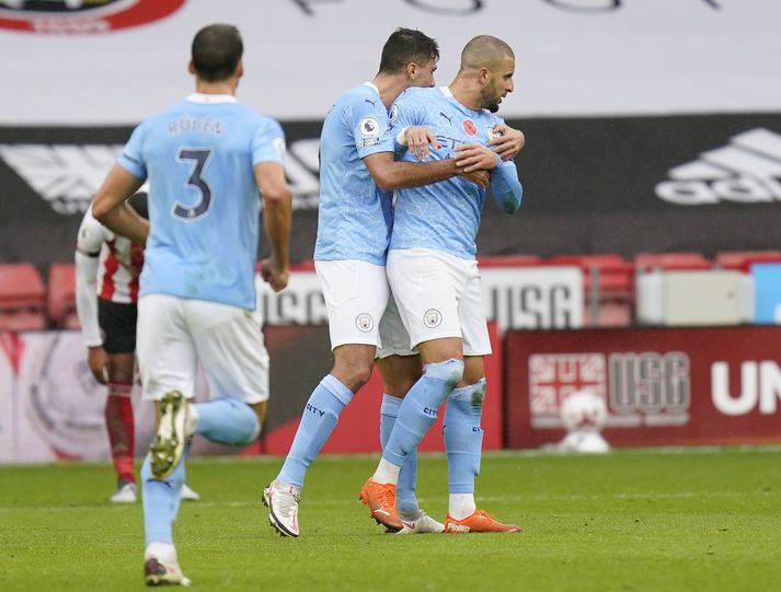 Kyle Walker eftir að hann skoraði sigurmarkið í gær.