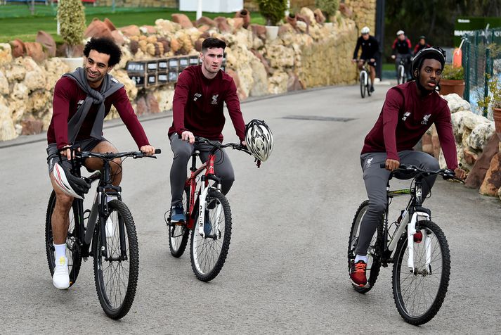 Mohamed Salah og félagar í Liverpool fóru í hjólreiðatúr þegar þeir voru á Marbella í febrúar.