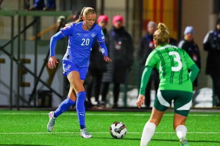 Thelma Karen Pálmadóttir í sínum fyrsta A-landsleik á móti Norður-Írlandi á dögunum.