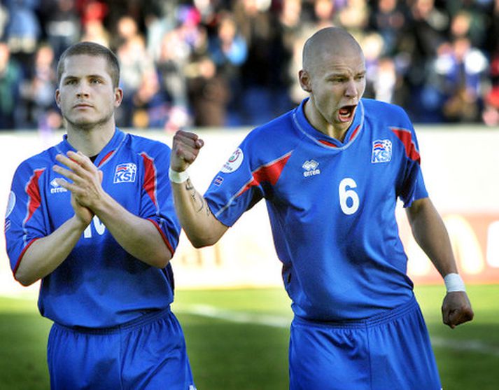 Landsliðsmennirnir Jóhannes Karl Guðjónsson og Grétar Rafn Steinsson.