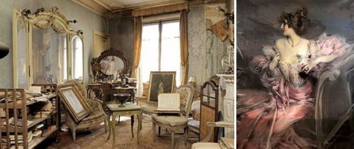 Íbúð Þyrnirósar í París. Þar fannst meðal annars verk eftir Boldini.