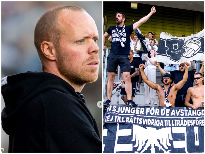 Þetta hefur verið erfitt sumar fyrir Patrik Haginge og lærisveina hans í Örebro og stuðningsmennirnir eru ekki sáttir. Sumir þeirra fóru þó langt yfir strikið.