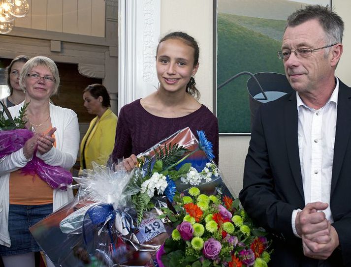 Aníta Hinriksdóttir með Gunnari Páli Jóakimssyni, þjálfara sínum.