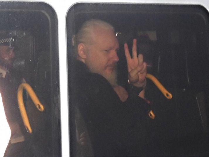 Julian Assange er í dag í Belmarsh-öryggisfangelsinu í Lundúnum.