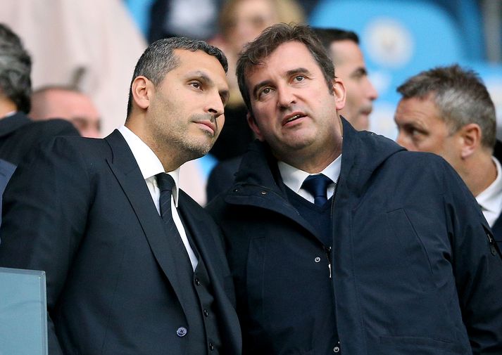 Ferran Soriano ásamt Khaldoon Al Mubarak, stjórnarformanni Manchester City.