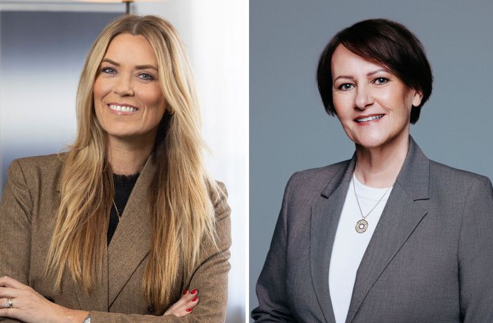 Guðný Helga, forstjóri VÍS, til vinstri, og Ingibjörg Ólafsdóttir, nýr þjónustustjóri VÍS á Vesturlandi, til hægri. 