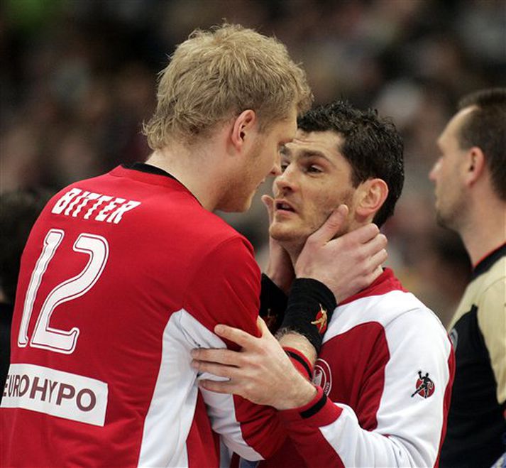 Henning Fritz, til hægri, besti markvörður heimsmeistaramótsins að mati aðstandenda keppninnar.