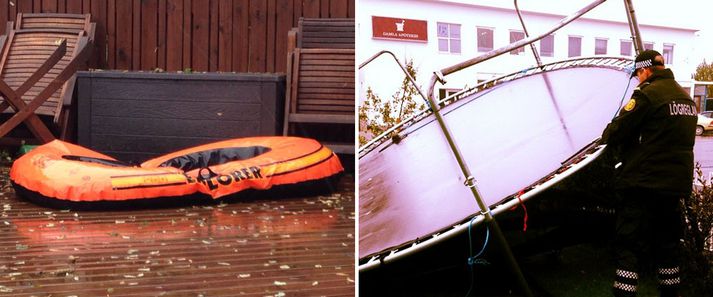 Ýmsir lausamunir hafa tekist á loft í óveðrinu.