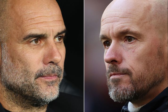 Pep Guardiola og Erik Ten Hag mætast í úrslitaleik FA-bikarsins í dag.