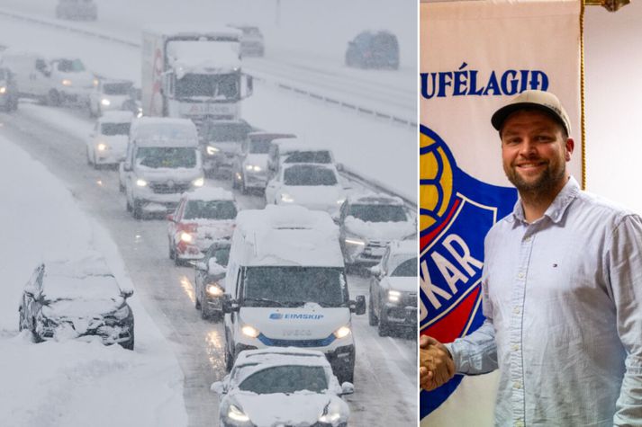 Guðjón Pétur Lýðsson verður á leikmannaskýrslu ásamt aðstoðarþjálfaranum Óskari Erni Haukssyni þar sem tveimur leikmönnum liðsins var snúið við í Mosfellsbæ vegna lokunar á Kjalarnesi.