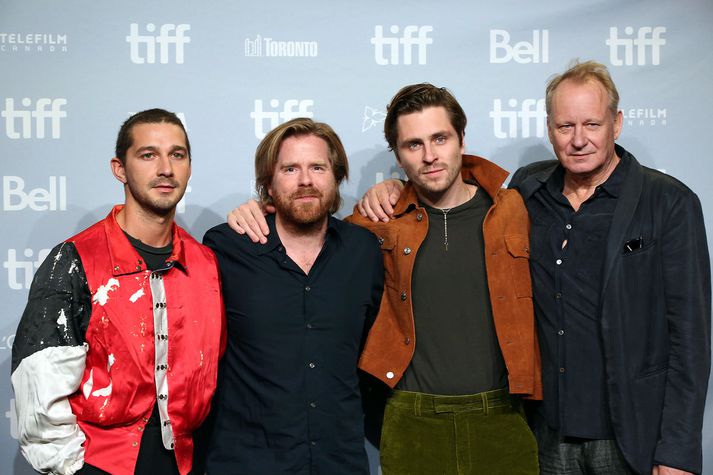 Shia LaBeouf, Janus Metz, leikstjóri myndarinnar, Sverrir og Stellan Skarsgård við frumsýningu Borg/McEnroe í Toronto