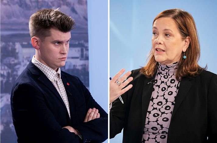 Jóhann Páll Jóhannsson, umhverfis- orku og loftslagsmálaráðherra, og Svandís Svavarsdóttir, formaður Vinstri grænna.
