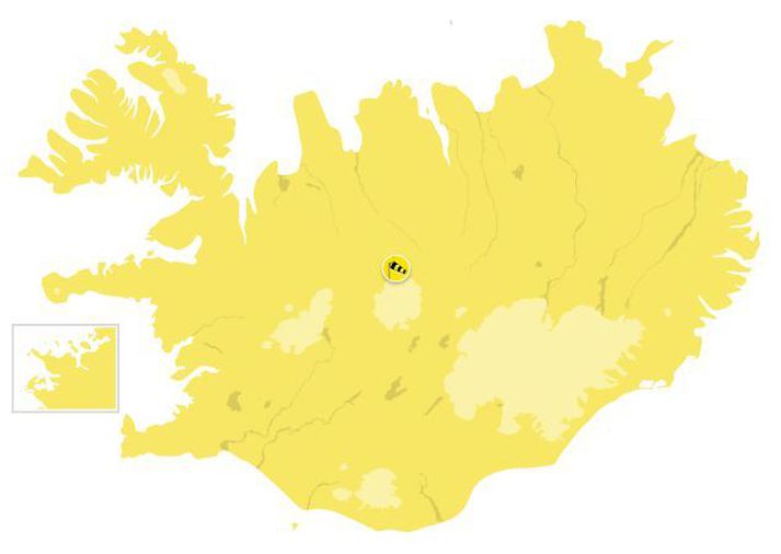 Ísland verður gult á þriðjudaginn.