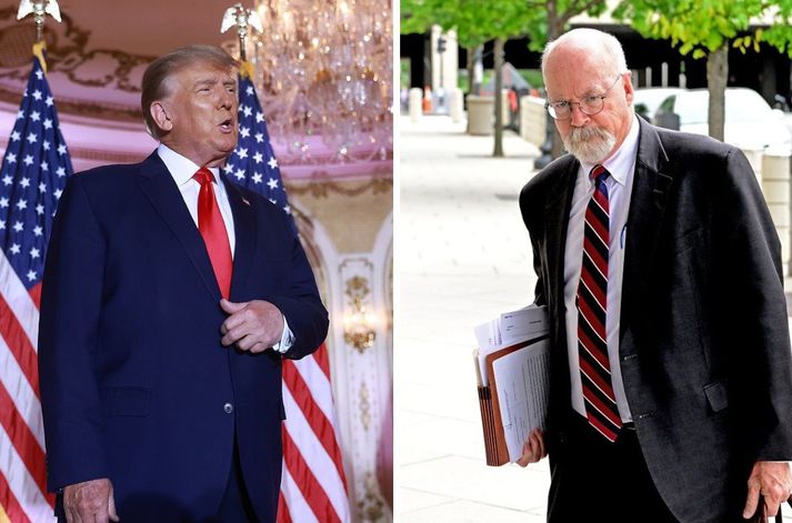 Donald Trump og John Durham. Durham, sérstakur rannsakandi Dómsmálaráðuneytis Bandaríkjanna, rannsakaði um tíma Donald Trump, fyrrverandi forseta. Hann var skipaður í embætti af William Barr, dómsmálaráðherra Trumps.