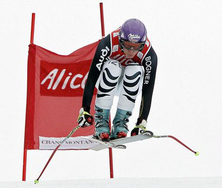 Maria Riesch í keppninni í dag.