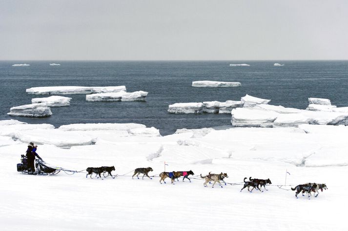 Hafísinn á Beringshafi hefur verið með minnsta móti í vetur sem hefur verið einstaklega hlýr í Alaska.