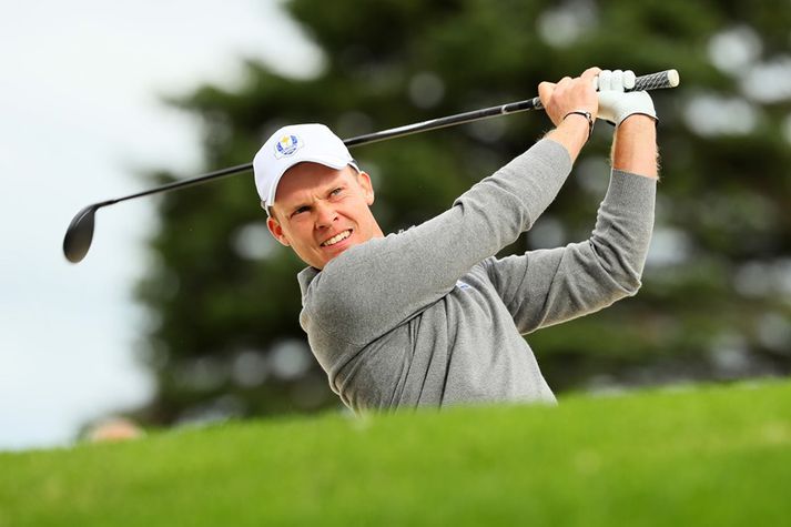 Danny Willett á æfingu í gær.