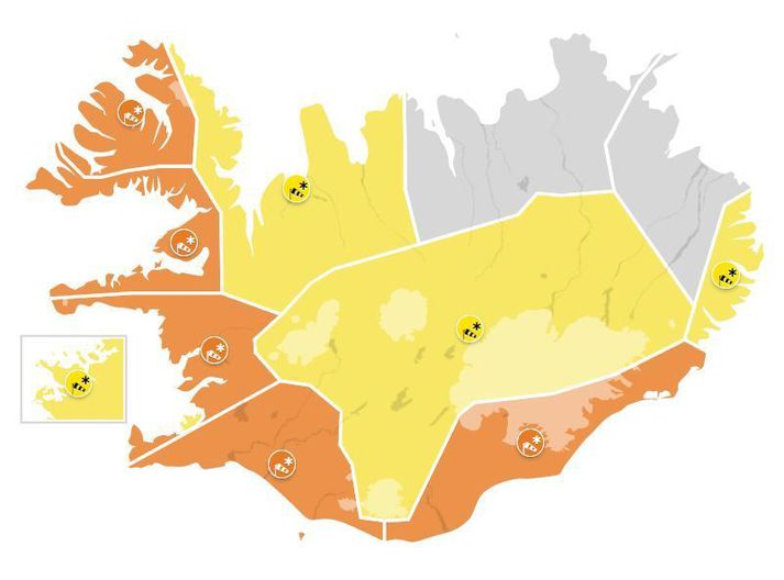 Það er heldst á norðausturlandi sem landsmenn sleppa við leiðindaveður miðað við spá Veðurstofu Íslands.