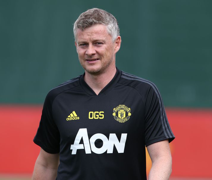 Solskjær á æfingu United á dögunum.