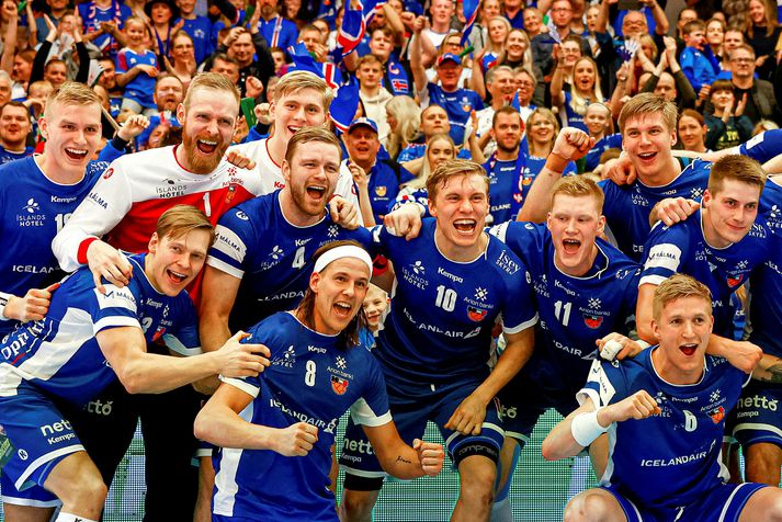 Karlalandsliðið í handbolta lék á Ásvöllum í Hafnarfirði í apríl þegar liðið tryggði sér sæti á HM með sigri á Austurríki.