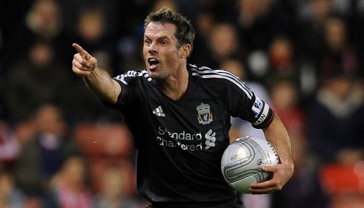 Carragher í leik með Liverpool.