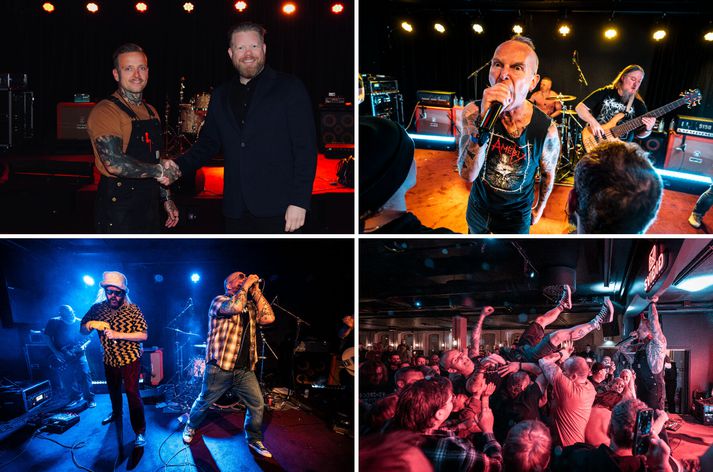 Svipmyndir frá Hellfoss sem fór fram á Selfossi um helgina og þeim Rúnari Hroða og Davíð Lúther undirrita samning um áframhald hátíðarinnar í miðbænum næstu 666 árin.