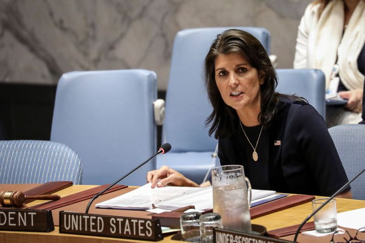 NIkki Haley er fastafulltrúi Bandaríkjanna hjá SÞ.