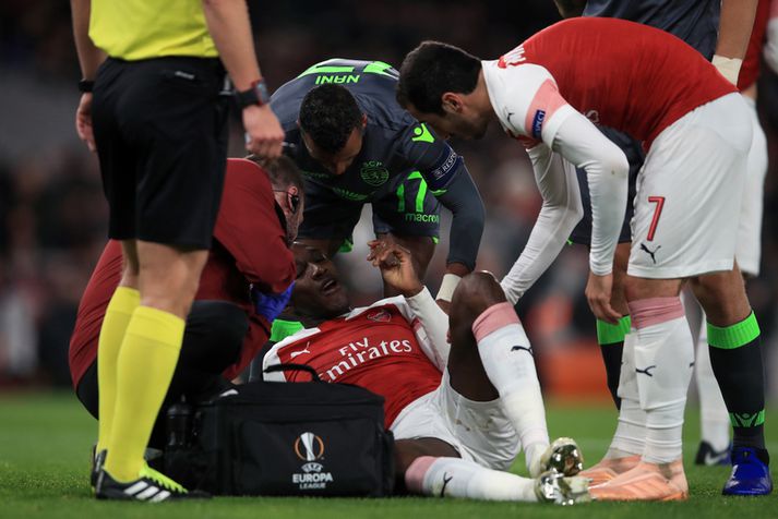 Danny Welbeck fór beint á sjúkrahús.