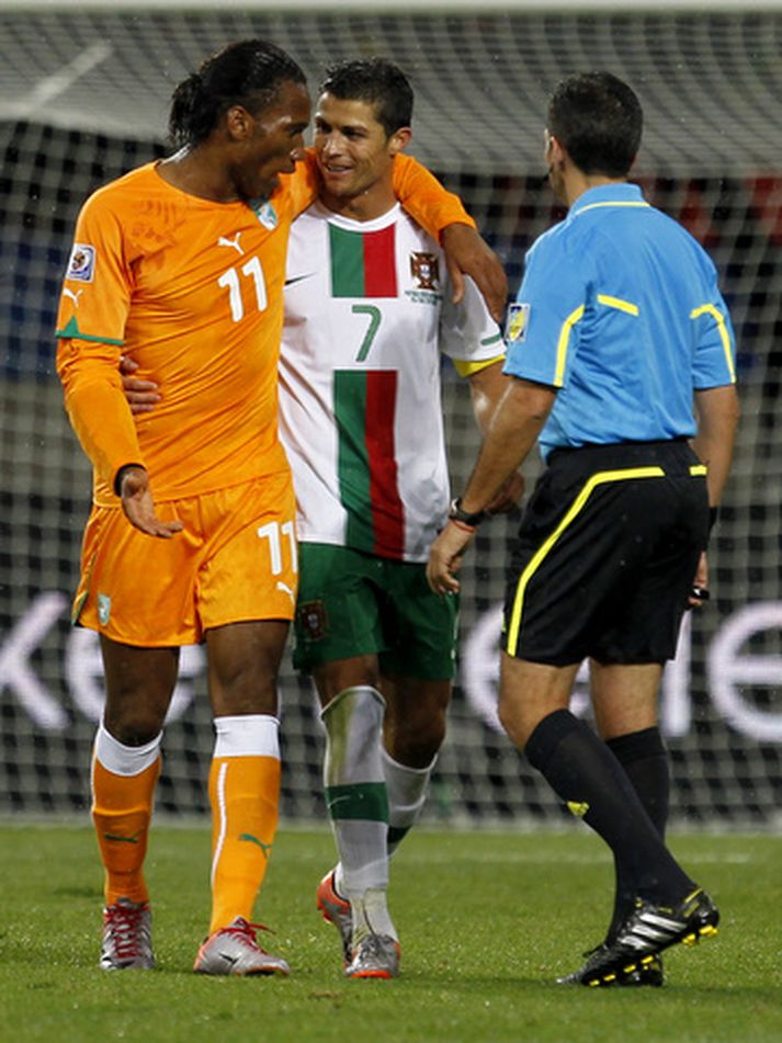 Didier Drogba og Cristiano Ronaldo þurftu að sættast á markalaust jafntefli.