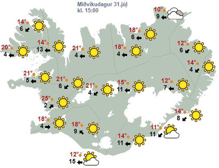 Raufarhöfn virðist hafa dregið stutta stráið þegar kemur að veðurblíðu vikunnar.