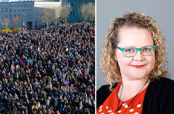 Inga Straumland, verkefnastýra kvennaárs segist finna mikla spennu meðal fólks fyrir morgundeginum. 