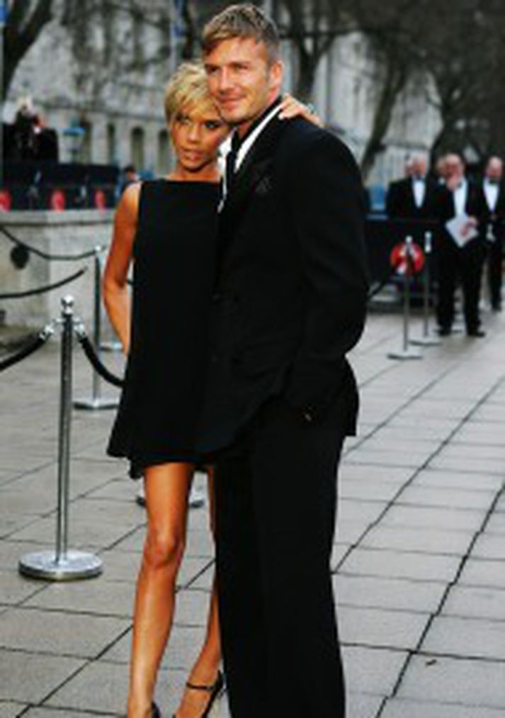 David og Victoria Beckham pósa í mars síðastliðnum