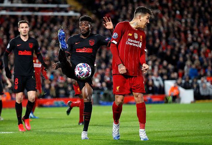 Partey í leiknum gegn Liverpool í Meistaradeildinni áður en allur fótbolti var settur á ís en Atletico sló út Liverpool í umræddum leik.