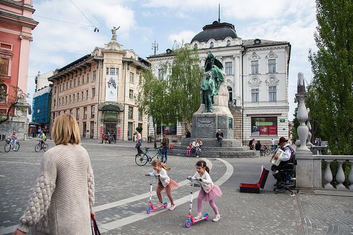 Frá Preserentorgi í Ljubljana, höfuðborg Slóveníu.