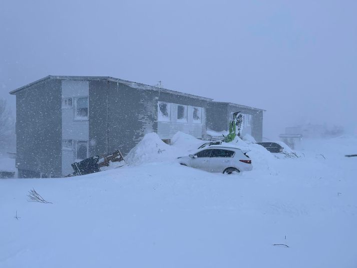 Frá vettvangi í Neskaupstað fyrr í vikunni. 