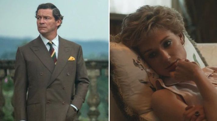 Dominic West leikur Karl og Elizabeth Debicki leikur Díönu í fimmtu þáttaröð The Crown.