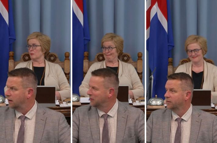 Þórarinn og Þórunn áttu erfitt með sig vegna galsa í Ingu á þingi í nótt. 