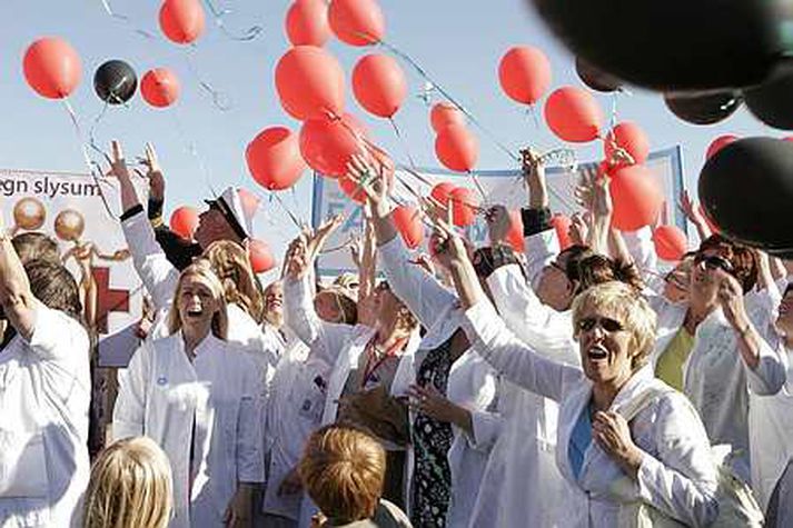 Hjúkrunarfræðingar hafa fulla ástæðu til að fagna. Þessi mynd var þó ekki tekin í kvöld.