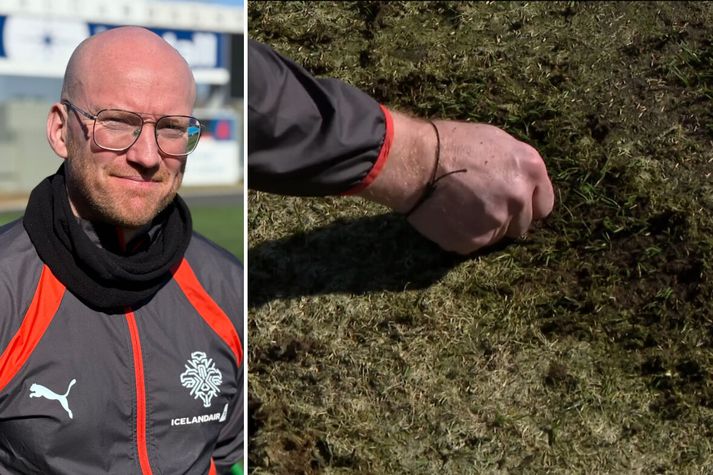 Kristinn V. Jóhannsson, vallarstjóri Laugardalsvallar, segir ávallt áskoranir fylgja fyrsta ári nýs grass.