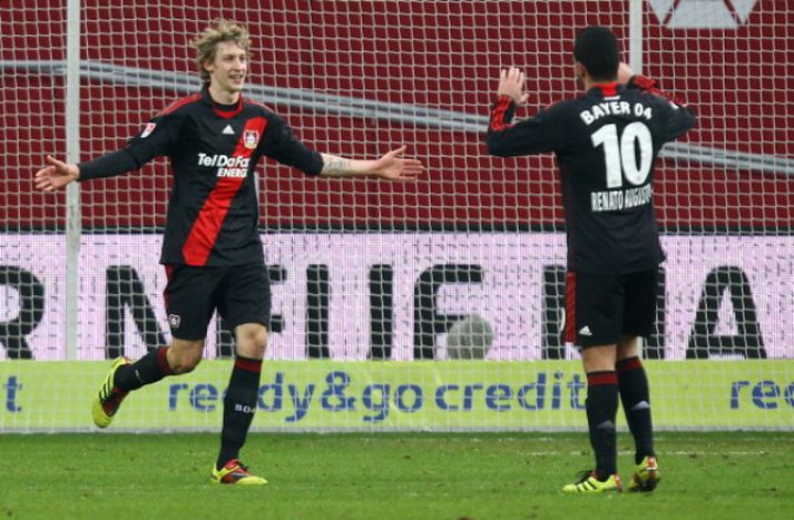 Stefan Kießling gerði tvö mörk fyrir Leverkusen í dag. / Mynd: Getty Images