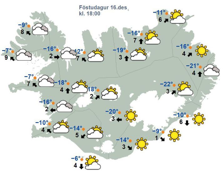 Landsmenn ættu að fara að finna til hlýju fötin sín.