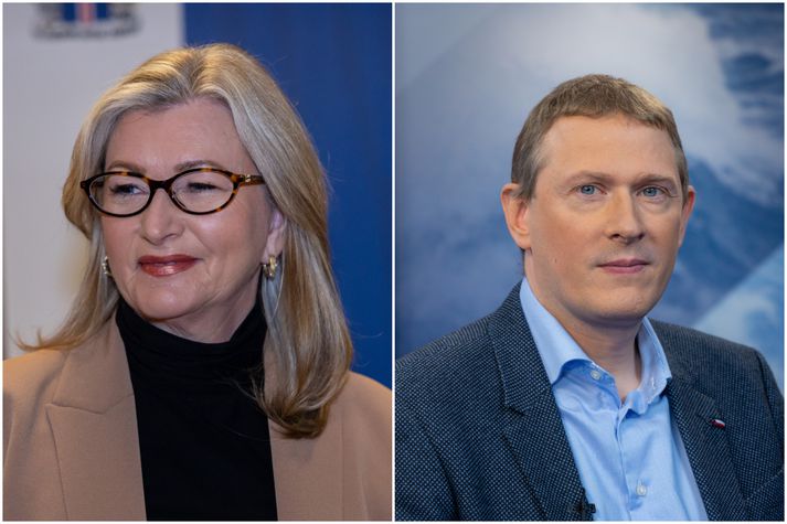 Alma D. Möller, heilbrigðisráðherra og Ágúst Ingi Ágústsson, verkefnastjóri hjá Samhæfingarstöð krabbameinsskimana, hvetja konur til að bóka sig í skimun.