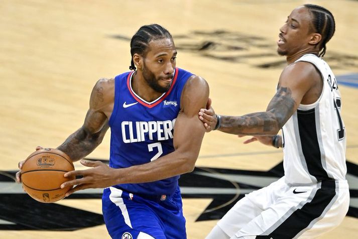 Kawhi Leonard í leiknum á móti San Antonio Spurs í NBA-deildinni í nótt þar sem Los Angeles Clippers liðið vann öruggan sigur.